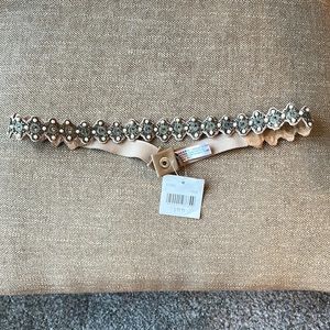 NWT Altar’d State Beaded Pearl Beige Elastic Belt